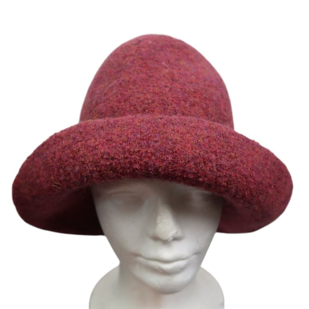 Vintage Burgundy Red Boiled Wool Cloche Hat - Picture 1 of 4